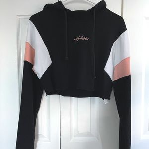 Hollister Cropped Colorblock Hoodie Sweatshirt